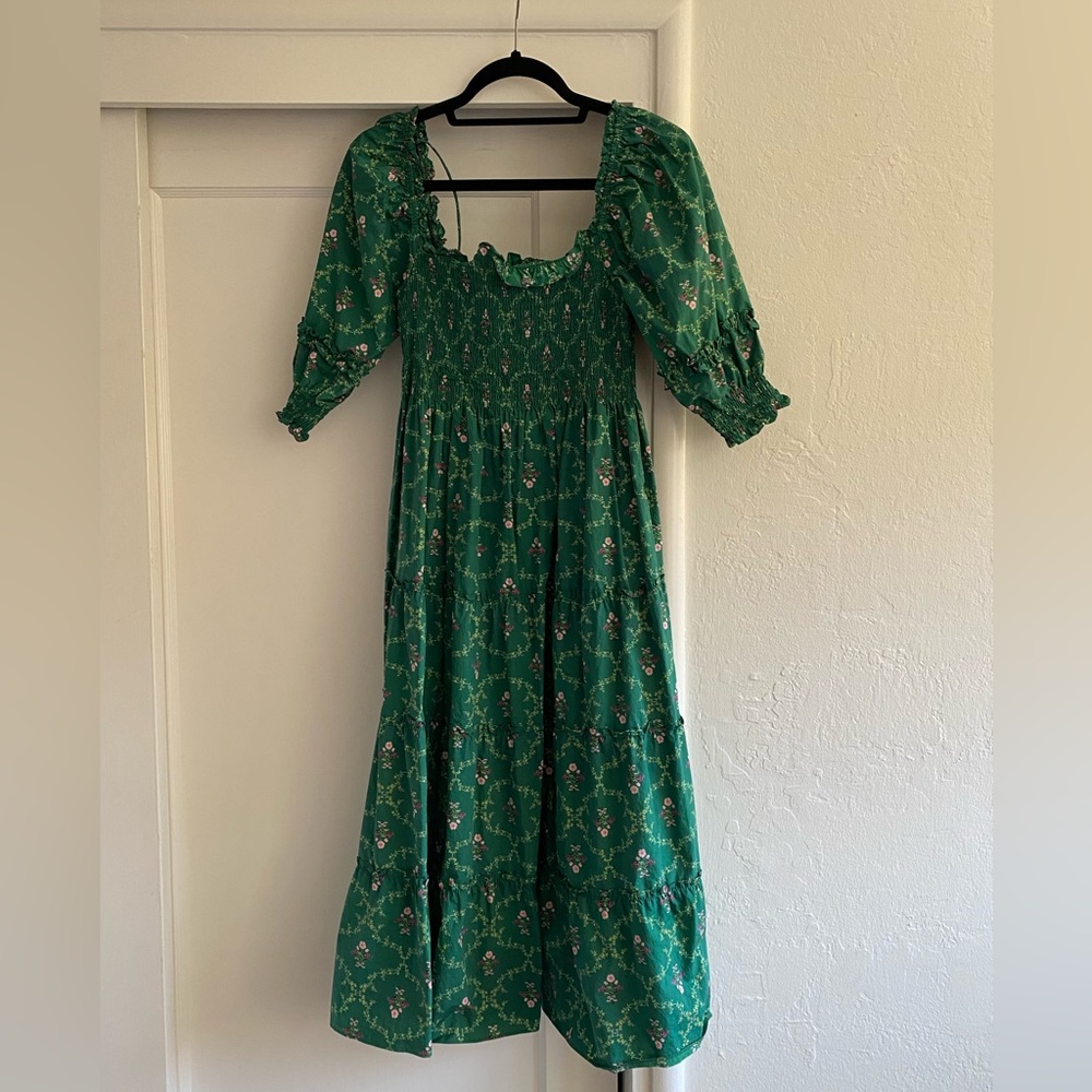 The Nesli Nap Dress - Emerald Trellis - Emerald Trellis / M